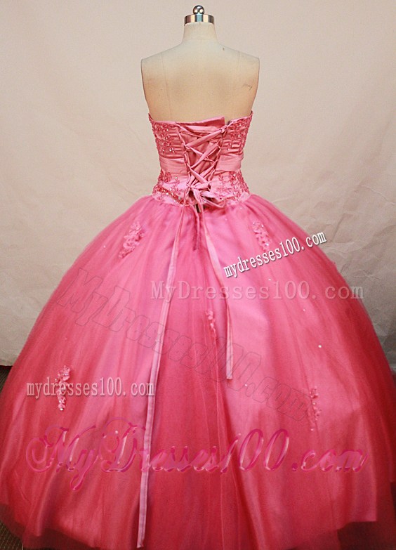 Sweetheart Floor-length Lace-up Corset Hot Pink Sweet 15 Dress